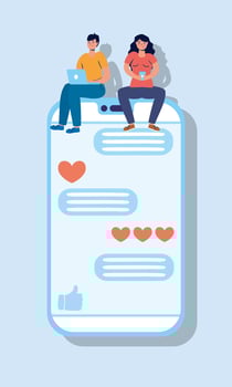 Technology design of couple with smartphone vector