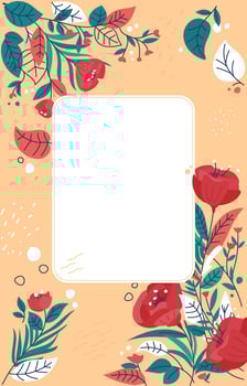 Floral Spring Leaves Background with Roses vector
