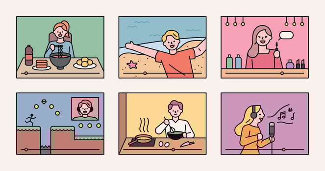 Streaming of social media influencers. vector