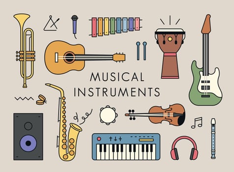 Various instrument configurations. flat design style minimal vector illustration.