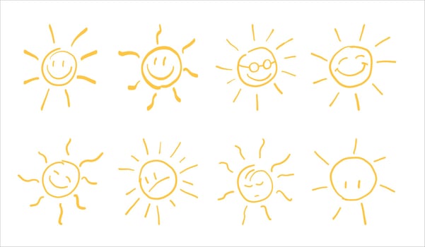 Sun symbol. Hand drawn sun icon. vector