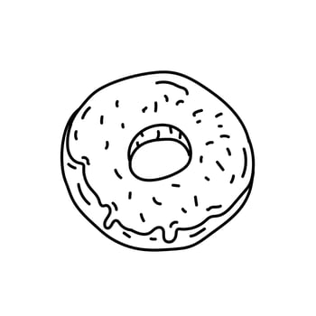 Doughnut Icon. Doodle Hand Drawn or Black Outline Icon Style vector