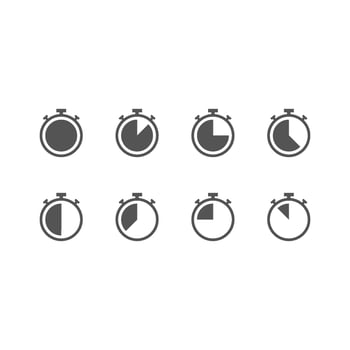 Set of Timer vector icon. Stopwatch symbol. Vector countdown circle clock counter timer. Fast time icon