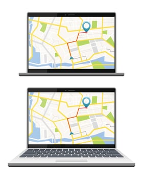 GPS satellite navigation system on screen set vector