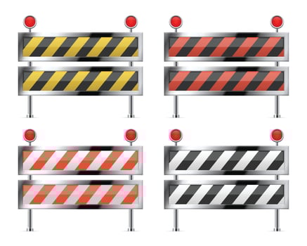 Under construction barrier for road set vector