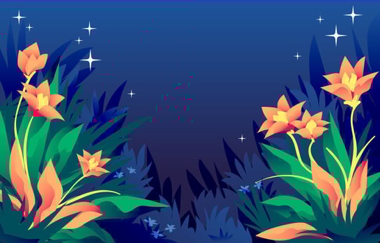 Orange Floral Swamp Background vector