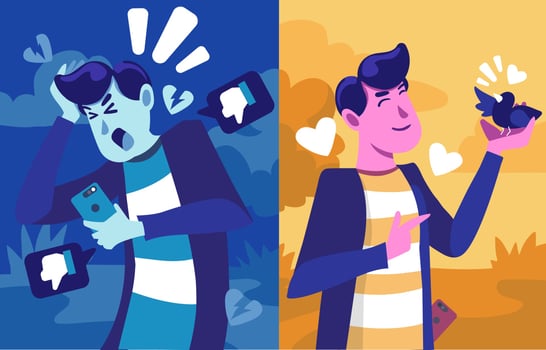 Fomo VS Jomo Comparission vector