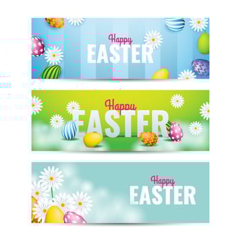Realistic Easter Banner Set vector