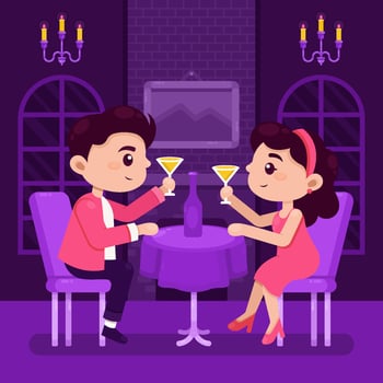 Romantic Couple Valentine Dinner vector