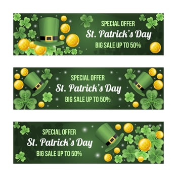 Gradient St Patricks Day Sale Banner Set vector