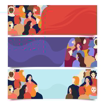 Women History Banner Collection vector