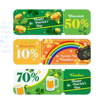 Set of Saint Patrick Day Voucher promo vector