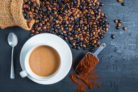 Top view of coffee on a dark background photo