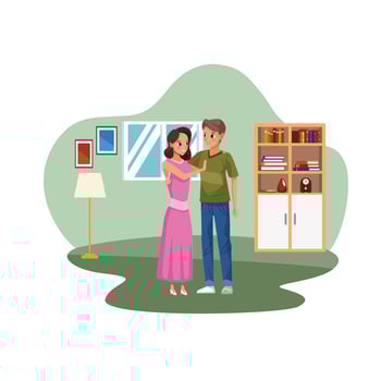 couple staying at home to avoid covid 19 vector