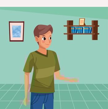 young man staying at home vector