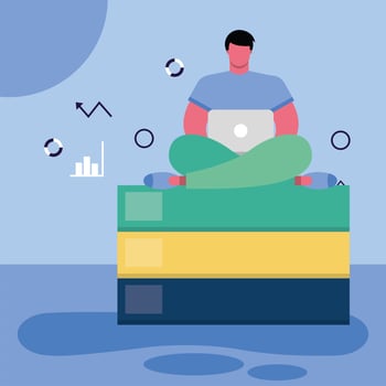 Young man working from home vector