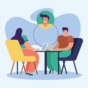 Online education with students vector