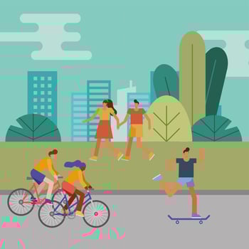 young people doing outdoor activities vector