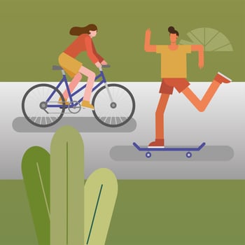 young people doing outdoor activities vector