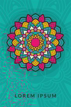 decorative floral mandala with blue background vector