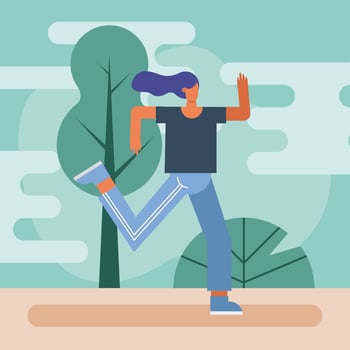young woman running outdoors vector