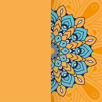 decorative floral mandala with orange background vector