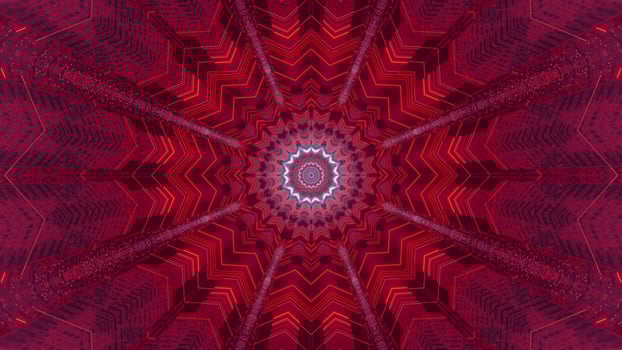 Red, purple, and white lights and shapes kaleidoscope 3d illustration for background or walllpaper photo