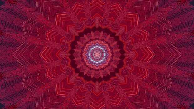 Red, purple, and white lights and shapes kaleidoscope 3d illustration for background or walllpaper photo