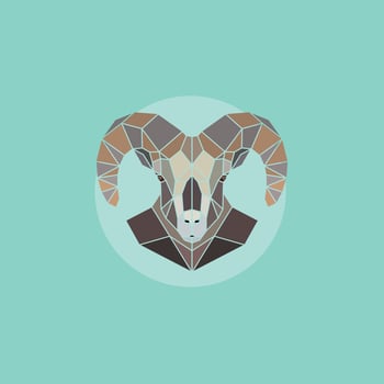 Vector geometric head mountain sheep.