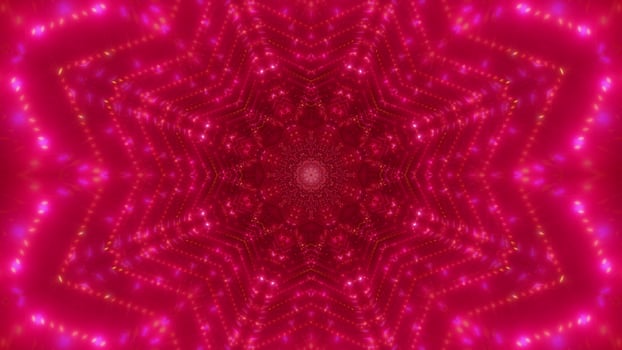 Red, pink, and white light and shapes kaleidoscope 3d illustration for background or wallpaper photo