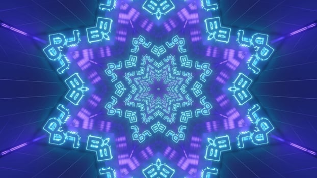Blue and purple shapes and design kaleidoscope 3d illustration for background or wallpaper photo