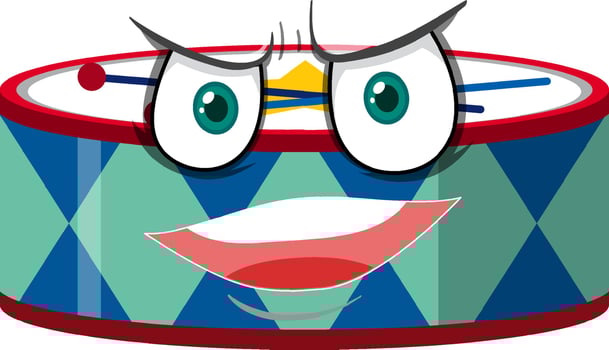 Drum cartoon character with facial expression vector