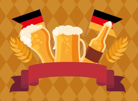 oktoberfest beer bottle and glasses vector design