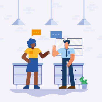 Teamwork concept with woman and man in the office vector