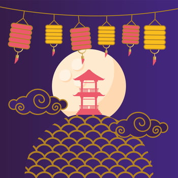 Happy mid autumn festival with lanterns vector