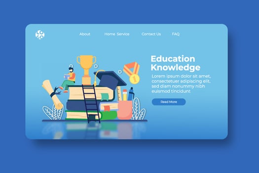 Modern Flat Design Vector Illustration. Education Knowledge Landing Page and Web Banner Template. Education, School, Learning, Educational Achievement, Academic, Distance Education, Graduation,