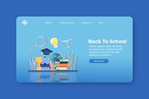 Modern flat design vector illustration, Back To School Landing Page and Web Banner Template. Learning and Study, Collage, Education.
