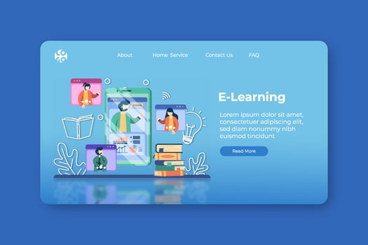 Modern Flat Design Vector Illustration. E-Learning Landing Page and Web Banner Template. Digital Education, Online Teaching, Distance Education, Home Schooling, Learn during quarantine