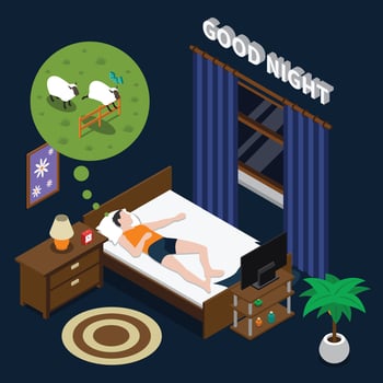 sleep time sleep disorders isometric composition vector