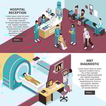 isometric hospital banners vector