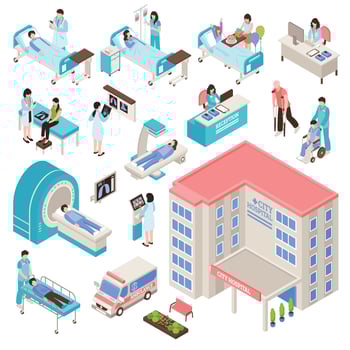 isometric hospital medical set vector