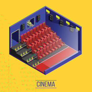 Isometric movie shooting background vector