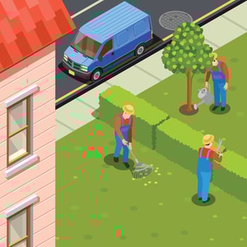 gardener isometric composition vector