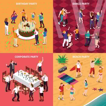 party celebraion people isometric 2x2 vector