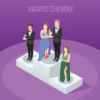 Talents and awards TV shows isometric composition vector