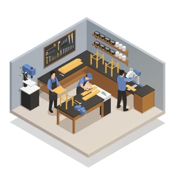 craftsman artisan people isometric composition vector