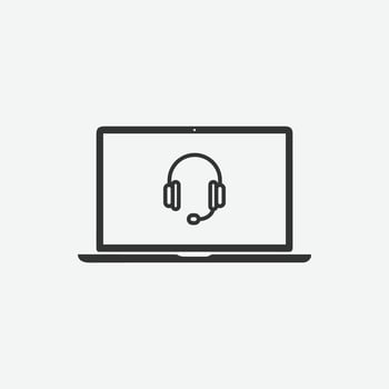 Online customer vector isolated icon on grey background