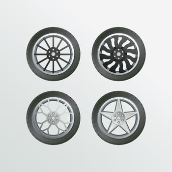 Rim tire car set object vector collection car wheel images