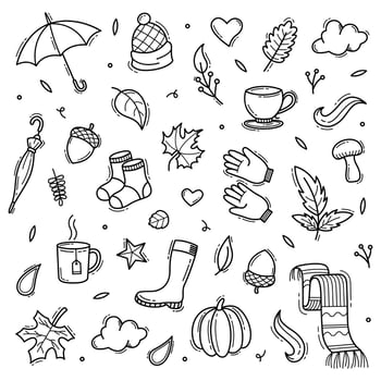 Autumn doodle hand drawn object vector illustration