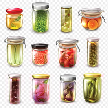 canned goods food set vector